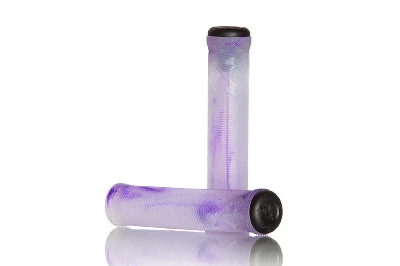 Demolition BMX Axes Grips with Plugs in Clear/Purple