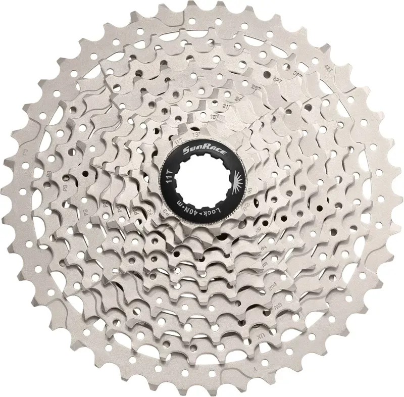 Sunrace and Sturmey Archer 11-42t 10 Speed MTB Metallic Cassette in Silver